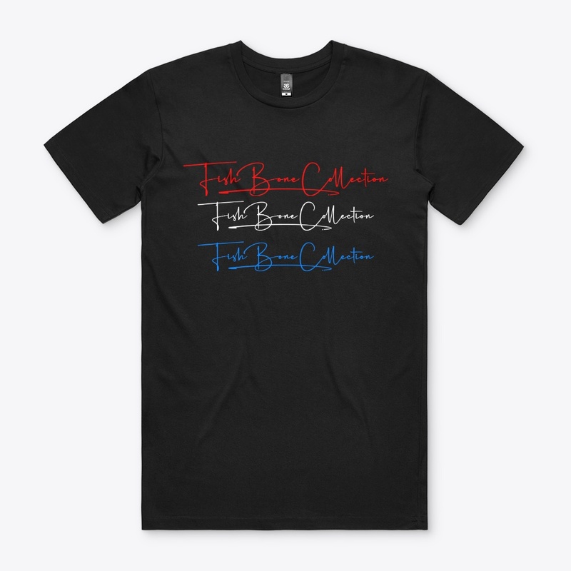 Fish Bone red white and blue