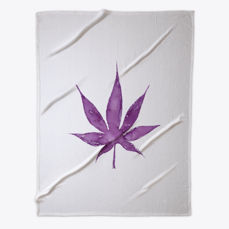 Cannabis leaf in violet watercolor