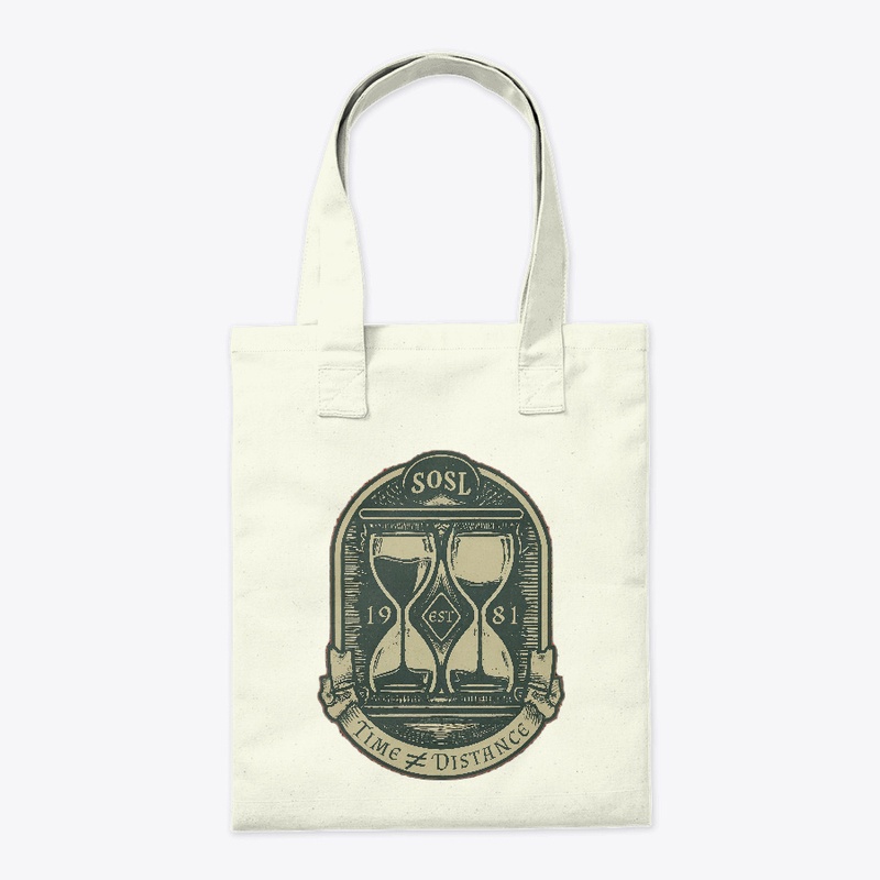 Time is not distance tote vintage green