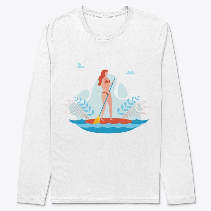 SUP paddle board woman illustration