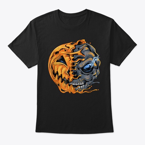 Pumpkin Alien Creepy Halloween Design Pl Black T-Shirt Front