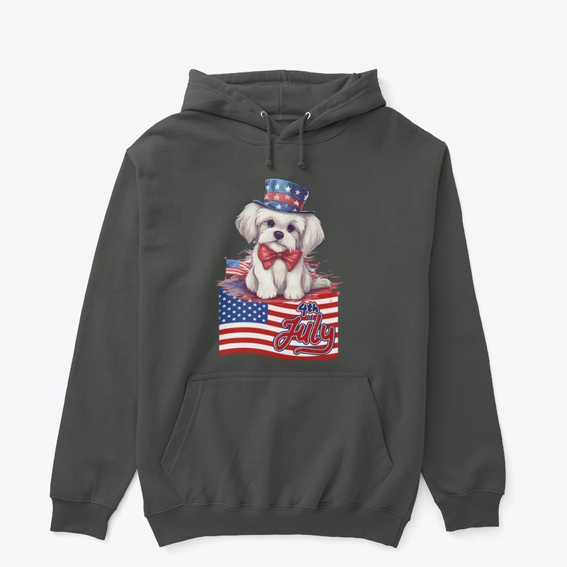 Cute Dog July 4th American Flag T shirt