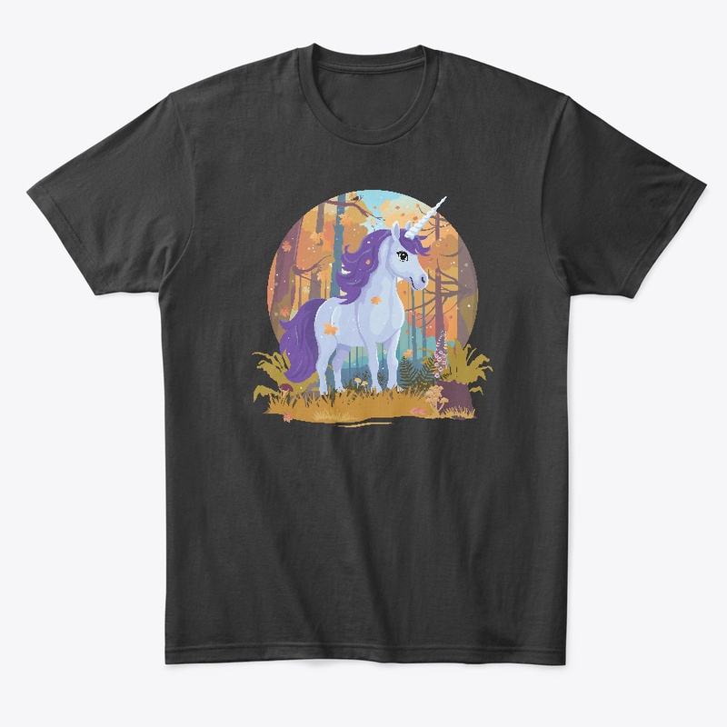 cute unicorn in a fall landscape