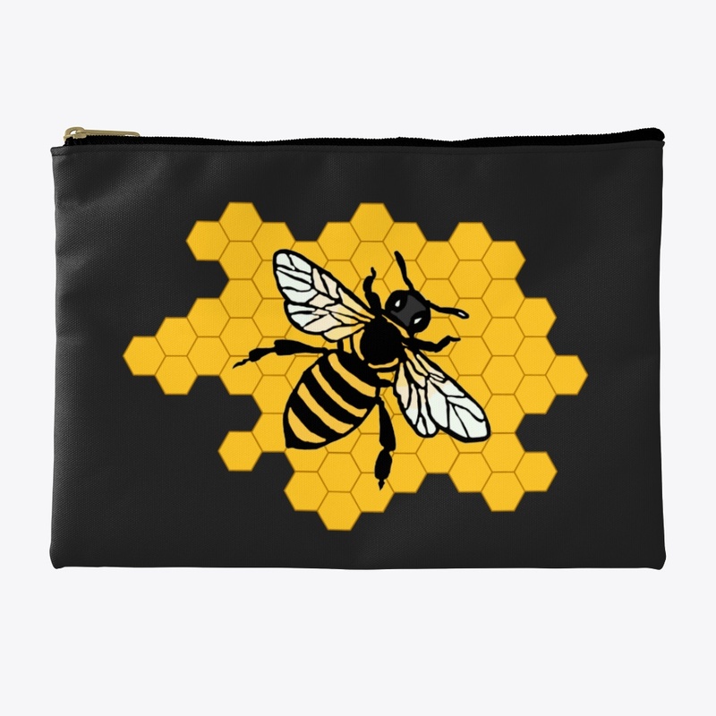 Black Bee/Wasp on Yellow Honeycomb