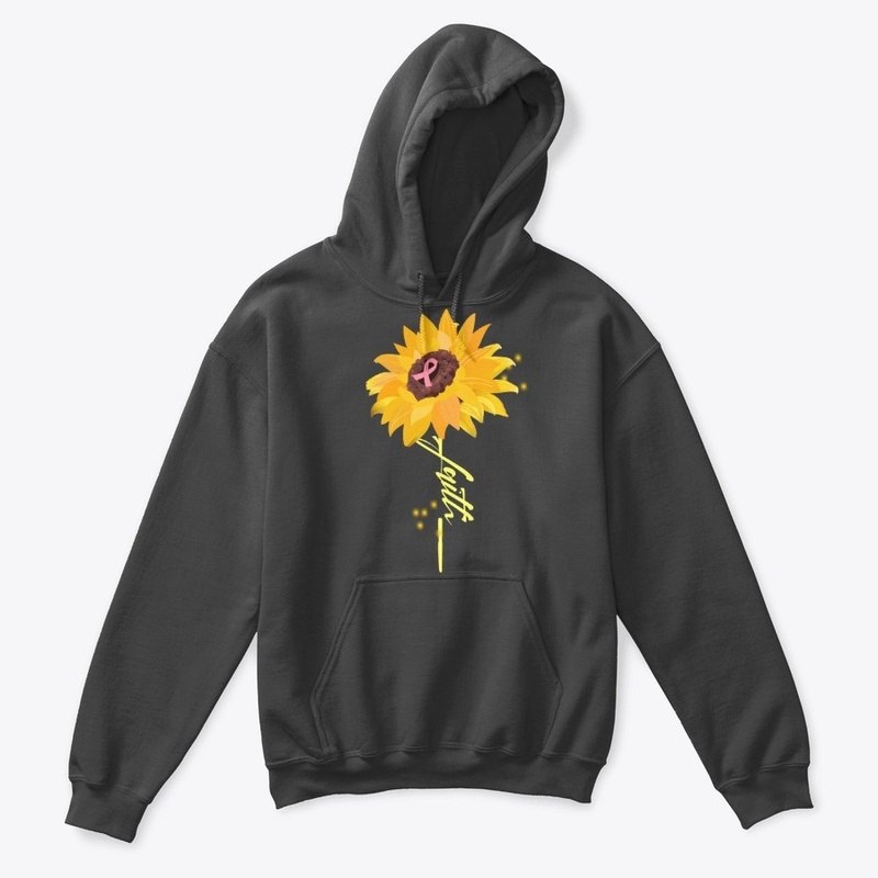 Sunflower Faith Cross With Pink Ribbon