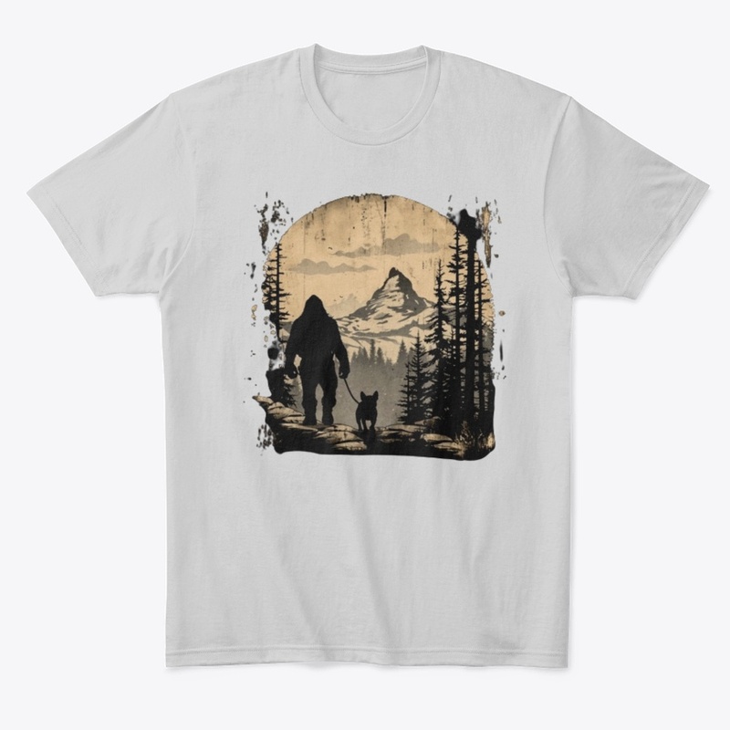 Sasquatch and French Bulldog Hiking