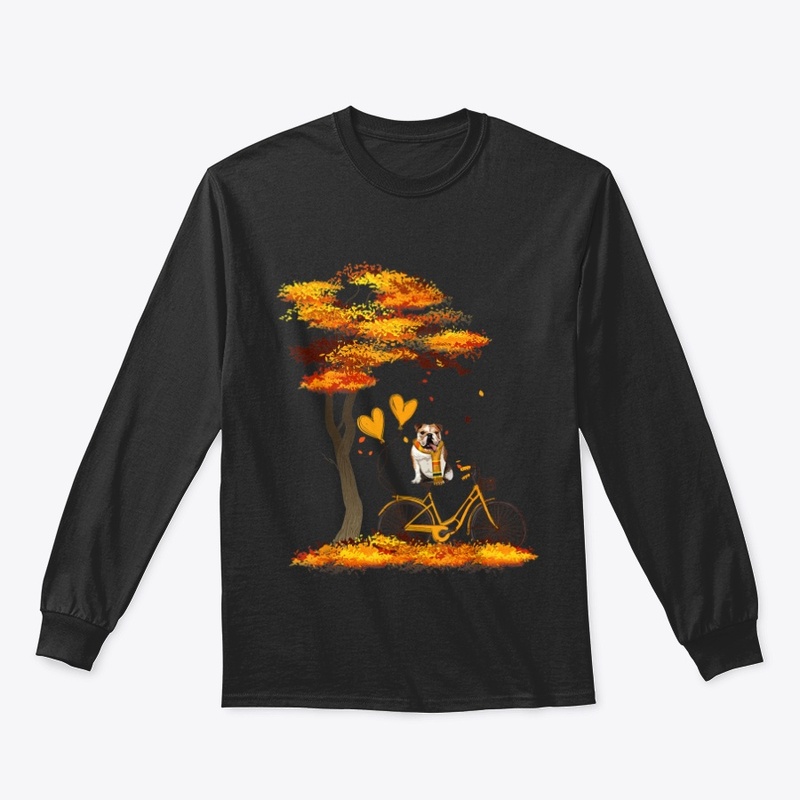 Maple Bulldog Bike Leaf Autumn Shirt