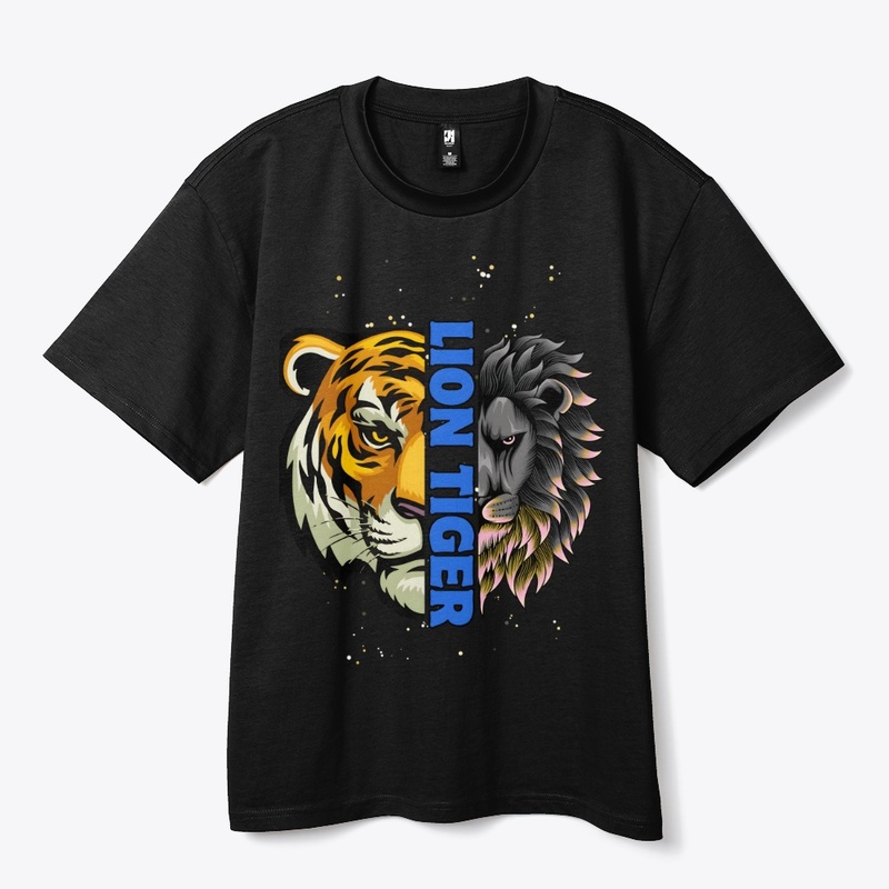 Lion Tiger Colorful Black T-shirt Design