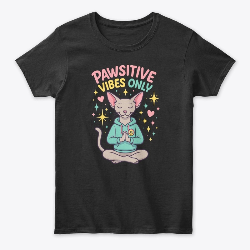 Pawsitive Vibes Only Sphynx Cat Tee