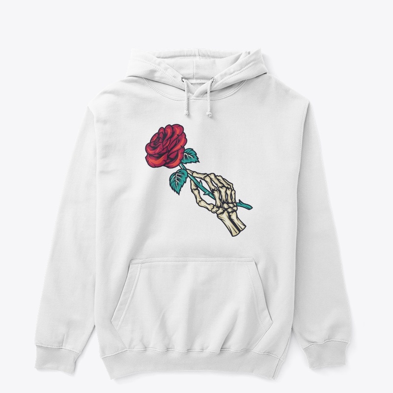  Skeleton Hand Holding Rose Hoodie 