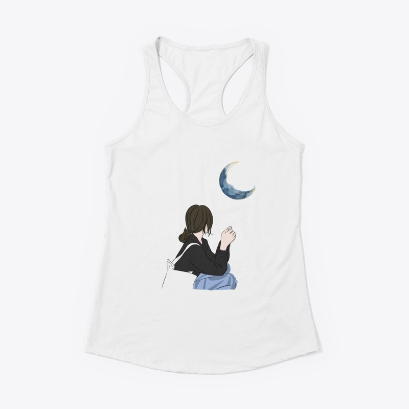 Girl Sitting and Moon Gazing T-Shirt