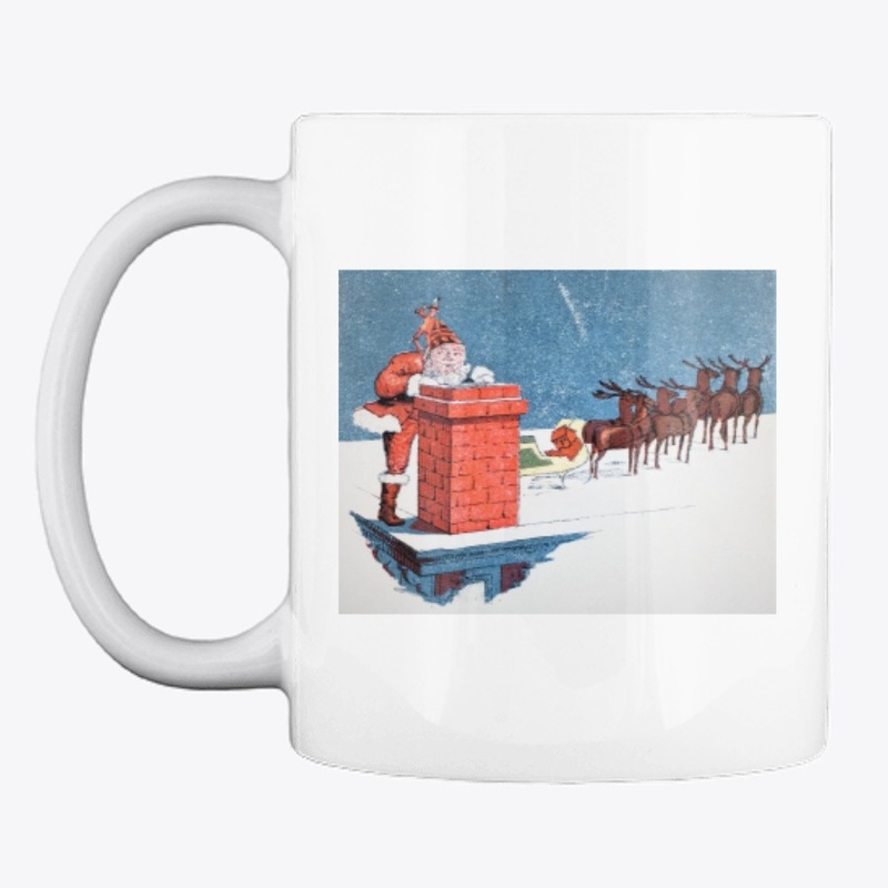 Vintage Santa and 8 reindeer