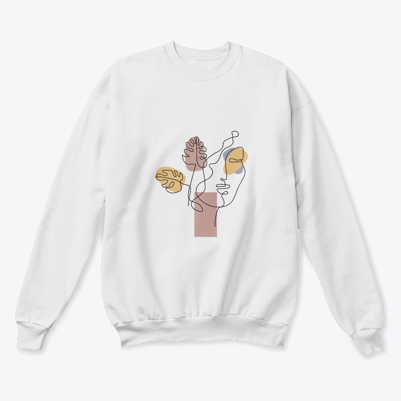 Abstract Woman Face Line Art T-Shirt, 