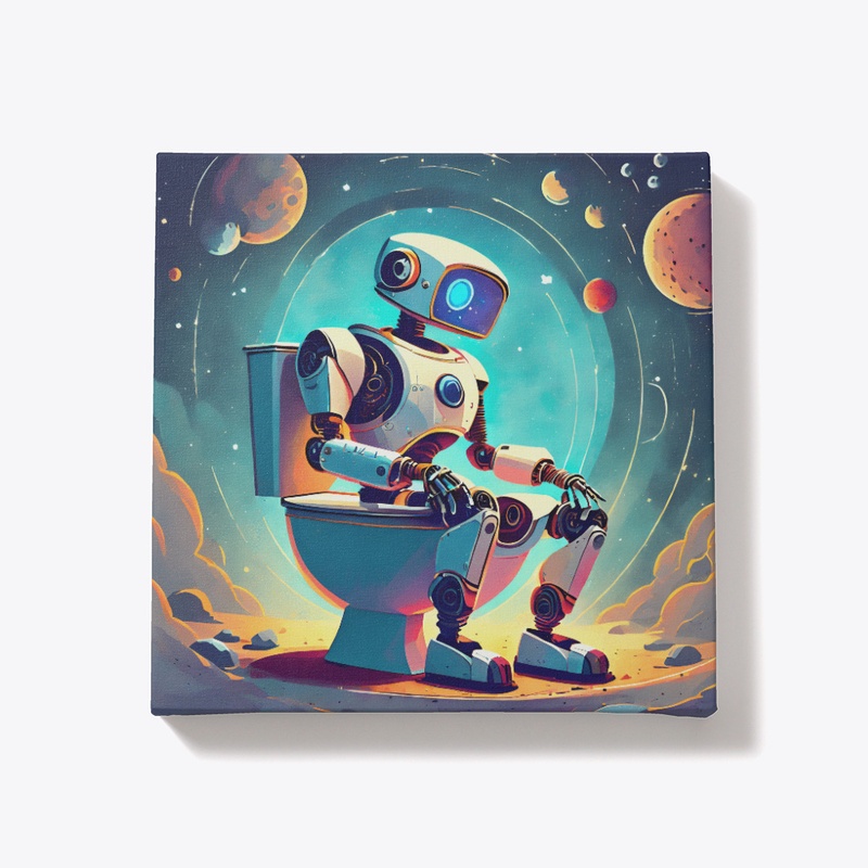 A robot on the toilet