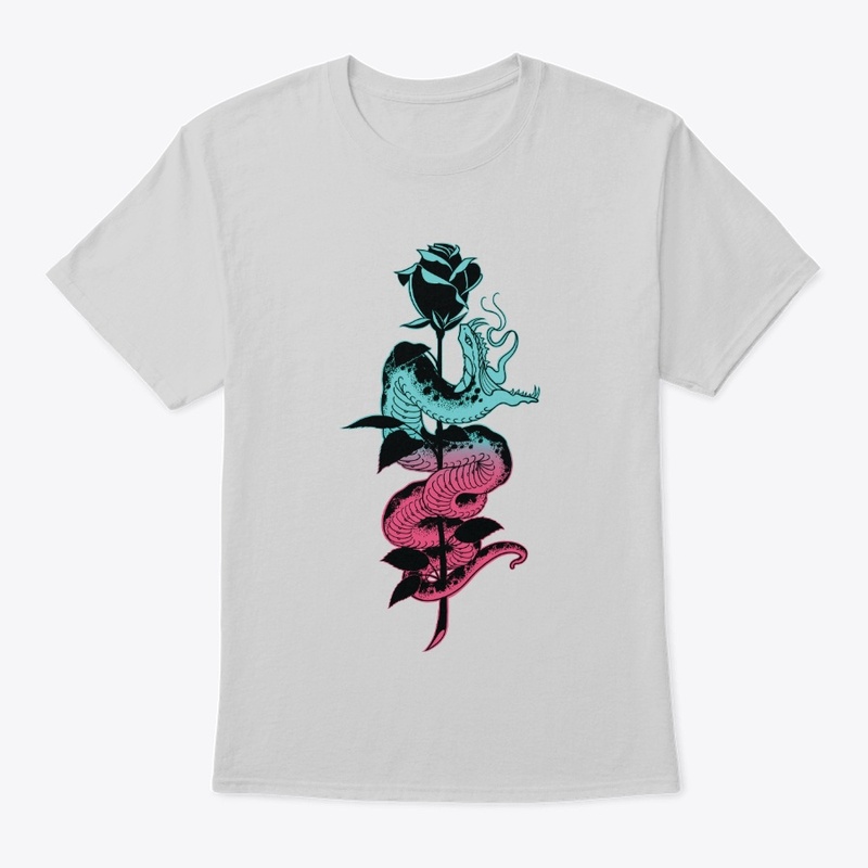 Snake and Rose Tattoo, teal/pink Variant