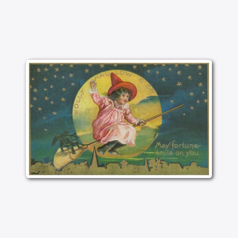 Victorian Witch Halloween Postcard