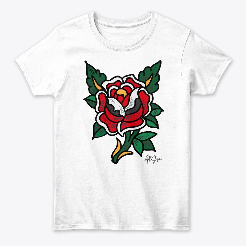 cool words on rose flower tshirt design