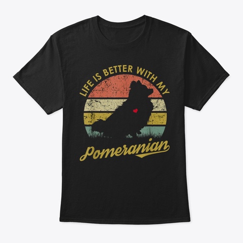 Vintage Retro Life Is Better With My Pom Black T-Shirt Front