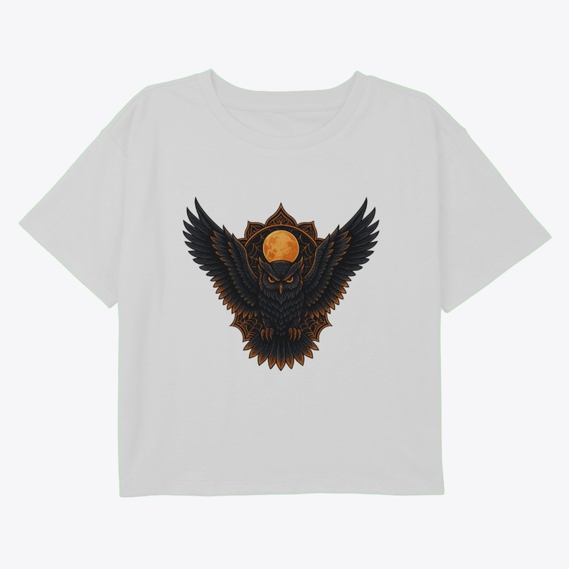 Midnight Owl Under the Blood Moon