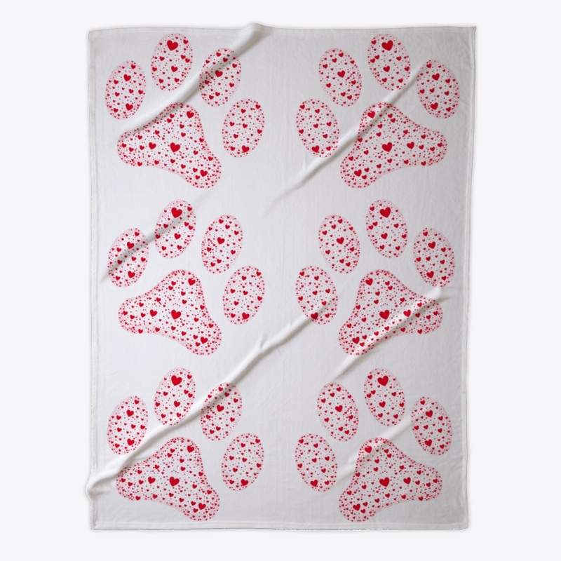Red Animal Paws with Hearts
