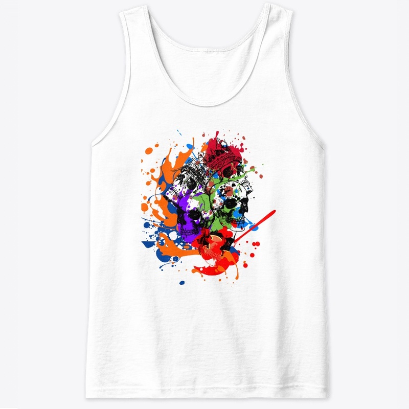skull splash art design t-shirt T-Shirt
