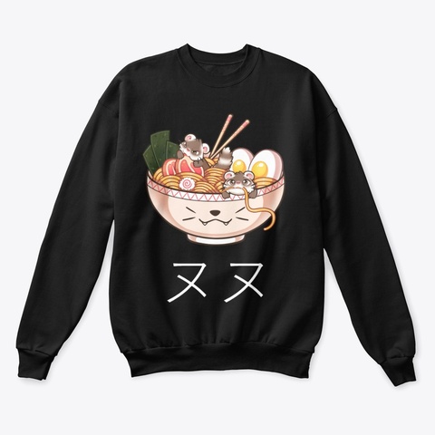 Ramen Noodles   Crewneck (Dark) Black Camiseta Front