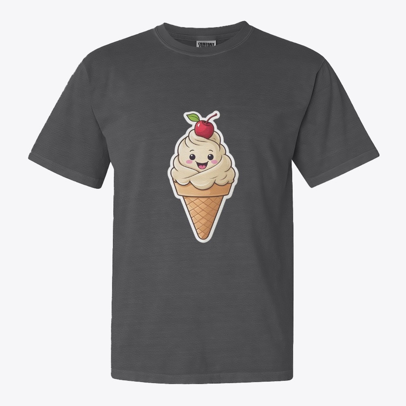 Waving Ice Cream Cute Minimal Art.