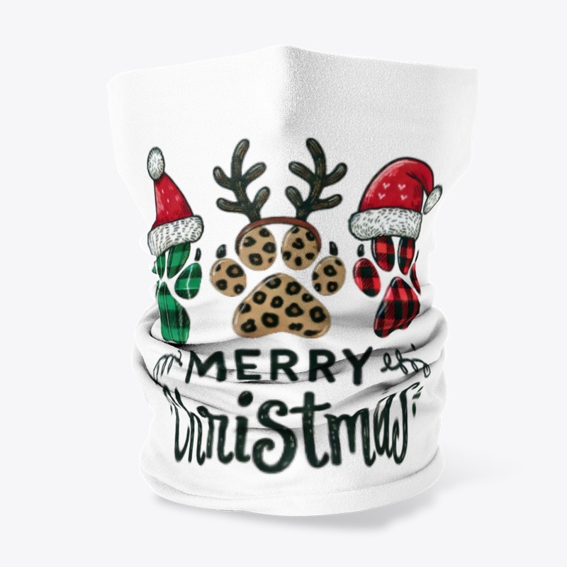 Festive Dog Cat With Cap Merry Christmas