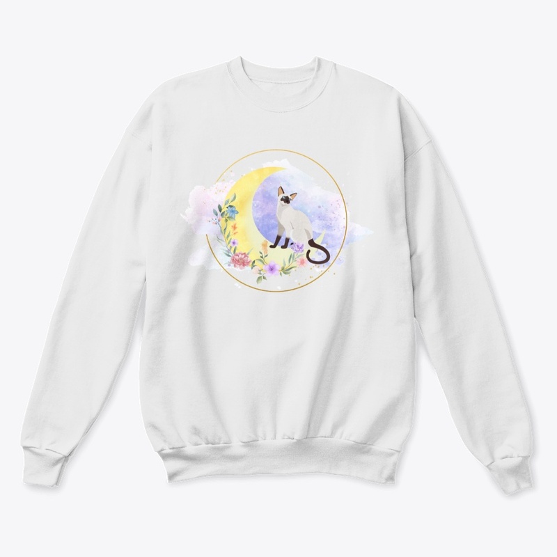 Siamese cat mom -moon and flowers