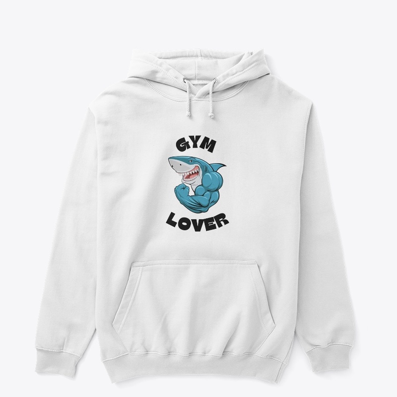 Blue Illustrated Shark Gym Lover T-Shirt