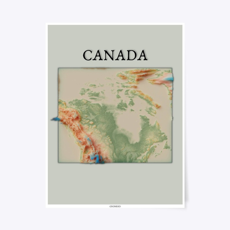 Canada Shaded 3D Map Wall Art
