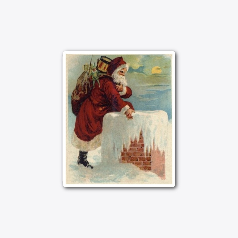 Vintage Santa at the chimney.