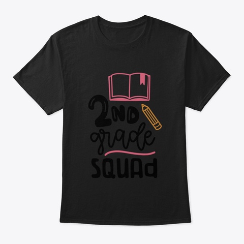 2 Nd Grade Squad Black T-Shirt Front