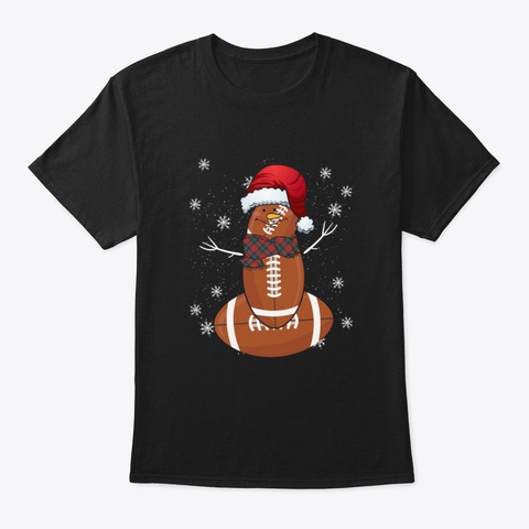 Funny Football Snowman Party Christmas C Black T-Shirt Front