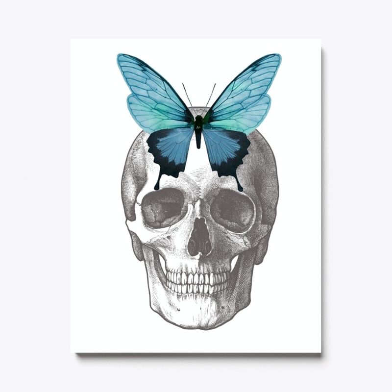Realistic Skull and Butterfly Artwork