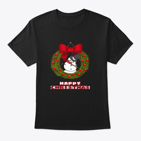 Snowman Christmas Black T-Shirt Front