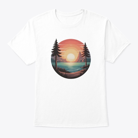 Lake Sunset White áo T-Shirt Front