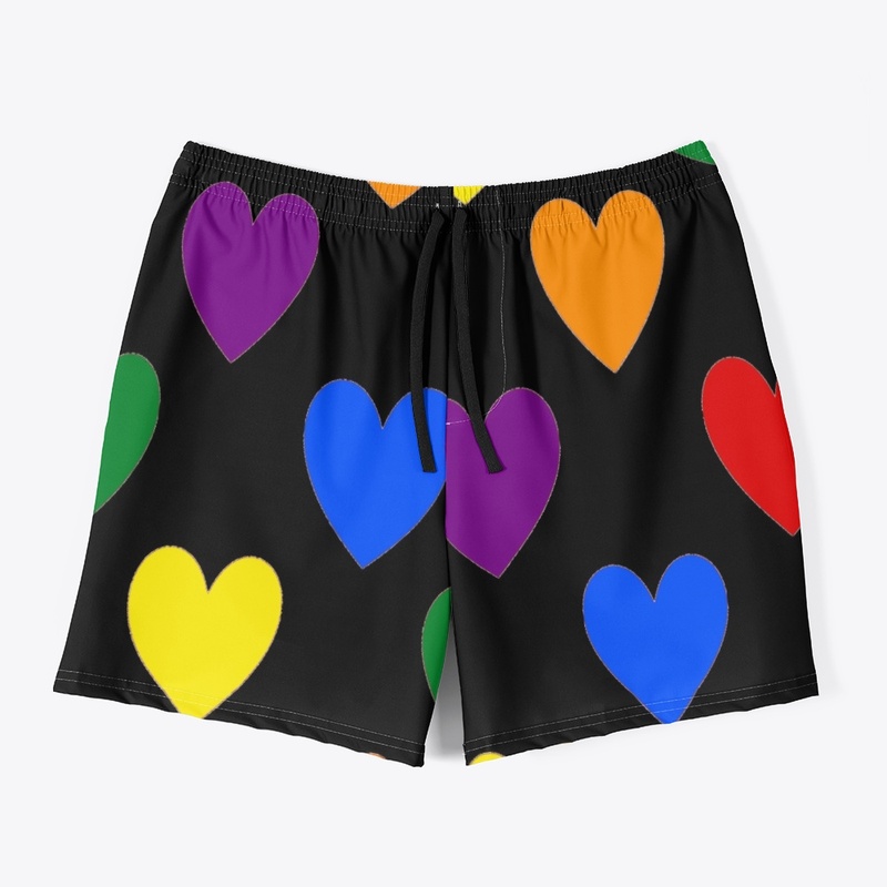 Rainbow Hearts Swim Shorts