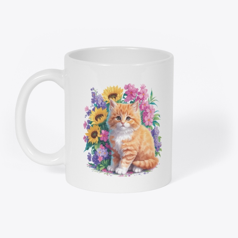Kitten Amid the Cherry t-shirt design