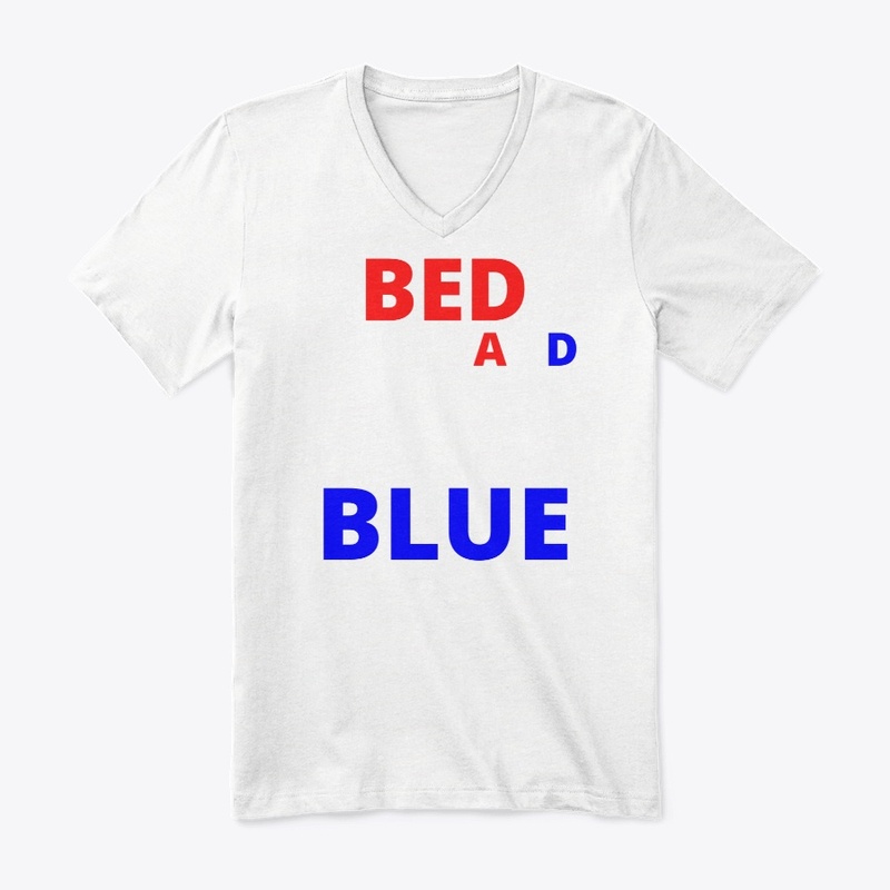 Bed white and blue funny independence na