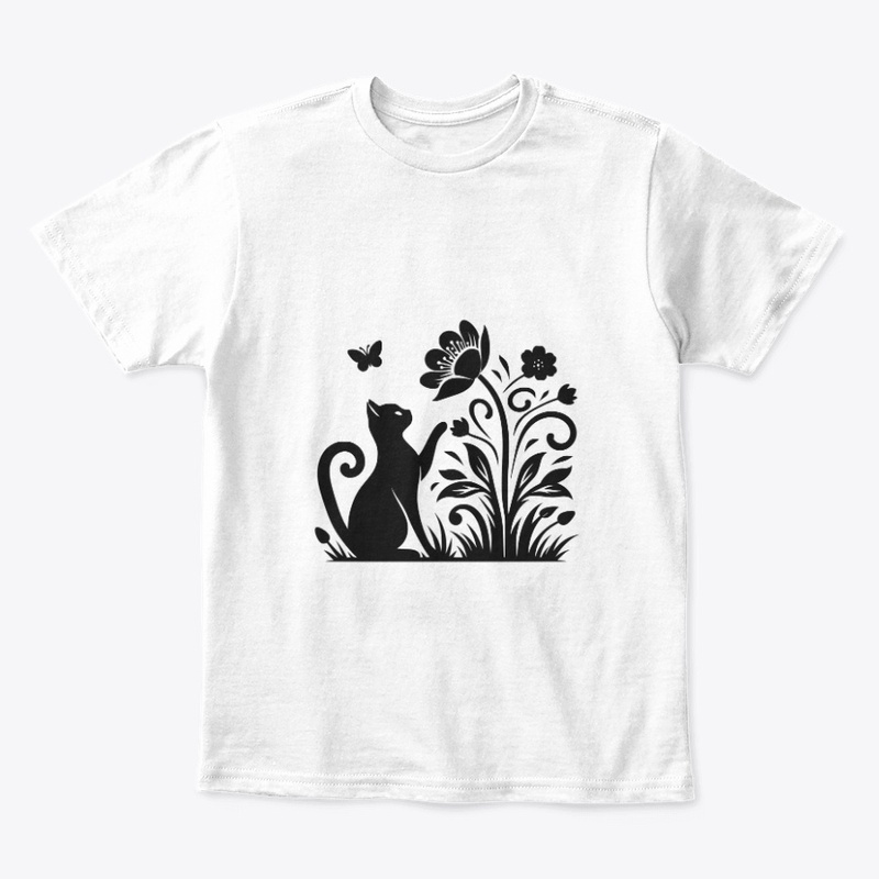Cat & flower silhouette, Cat Lover Tee 