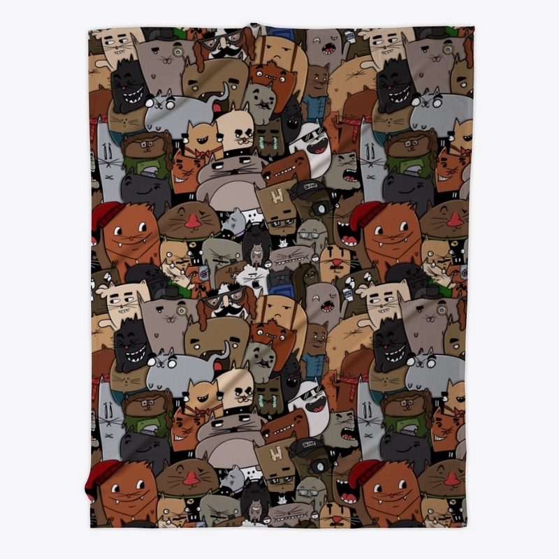 Cat Doodle Pillow and Blanket