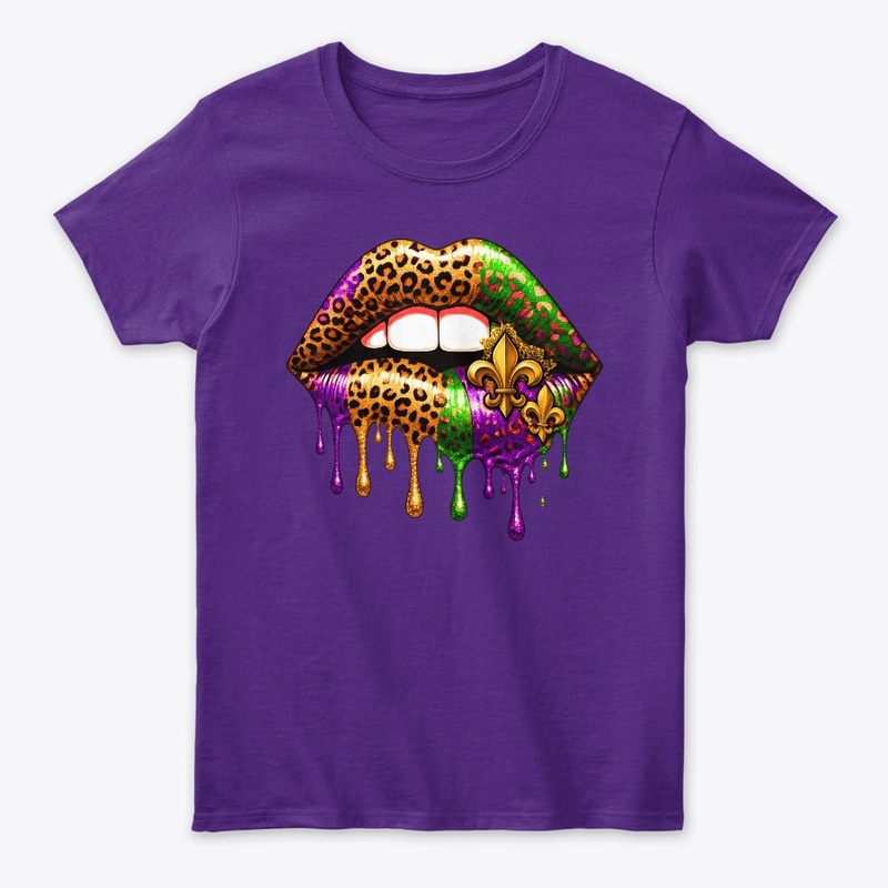  Leopard Print Mardi Gras Lips Drip Lip
