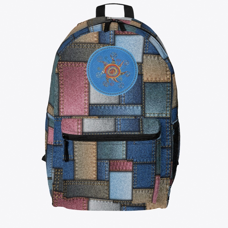 Patched backpack bag