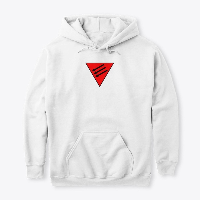 Red triangle with Iron Front Arrows 