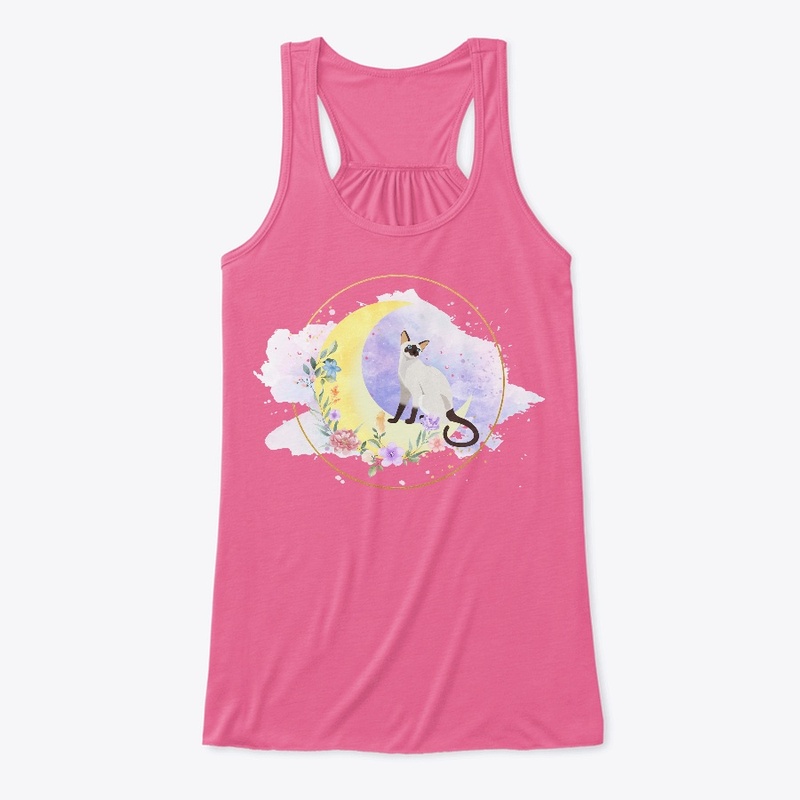 Siamese cat mom -moon and flowers