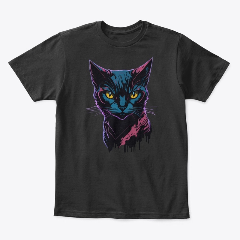 Black Cat Neon Style
