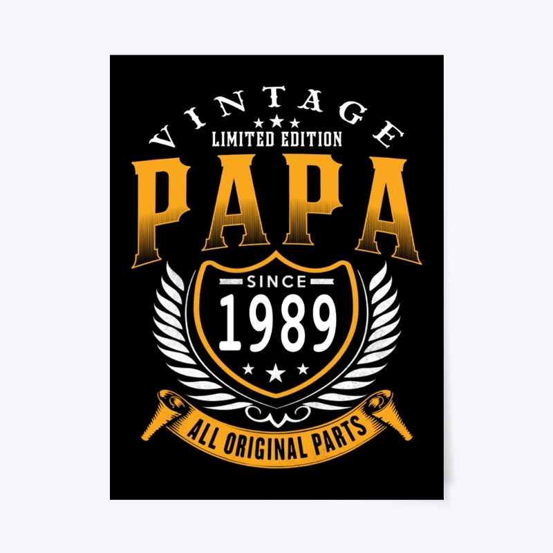 Vintage Birthday Papa Since 1989 T-shirt