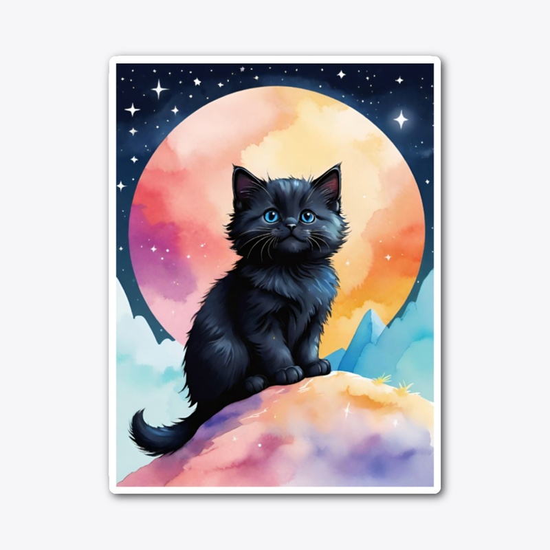 Cat and night stars