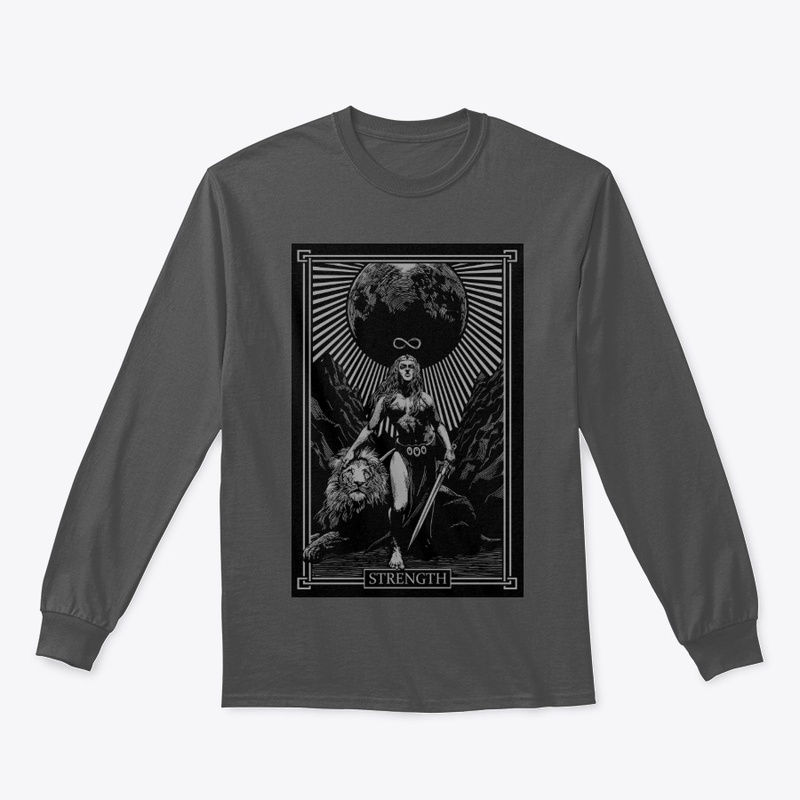 STRENGTH TAROT GREY ON GREY DESIGN
